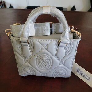 Valentino Orlandi  Style V-2013 Small Quilted Top Handle Bag Light Grey